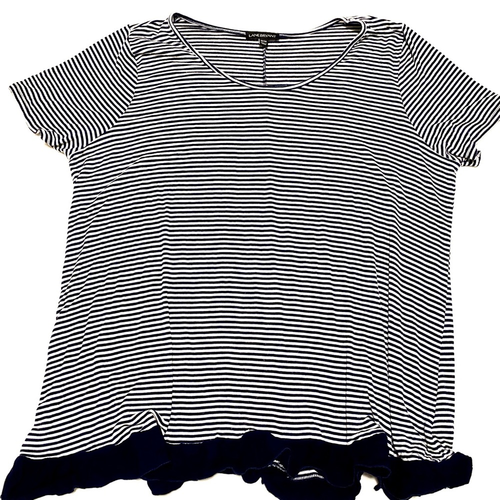 Lane Bryant soft striped top navy and white